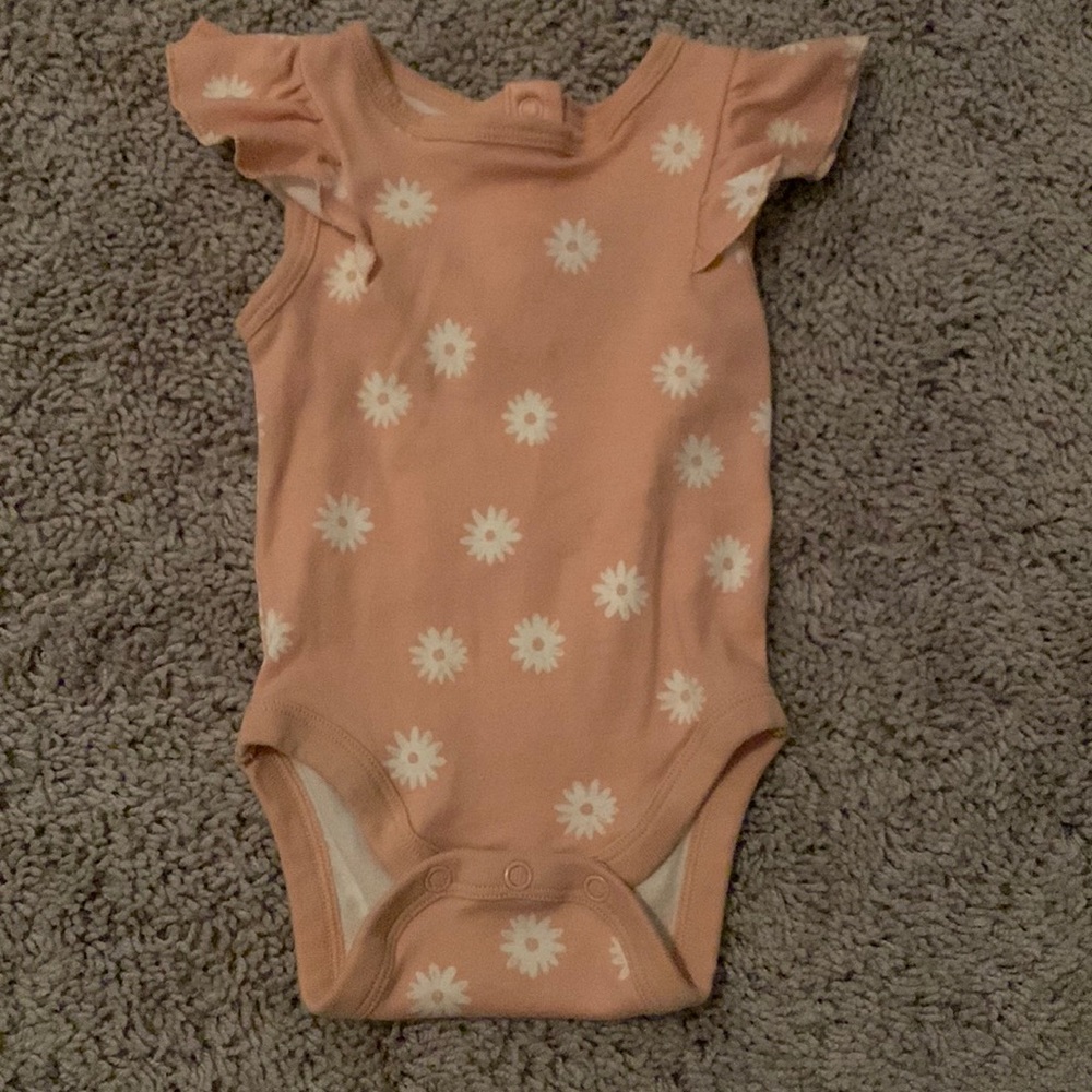 Flower onesie, 3 month, peach colored